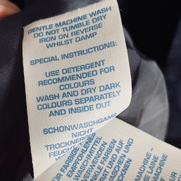 BODEN // navy blue velour velvet fit & flare  mini dress shirt sleeve polka dot - Picture 12 of 12